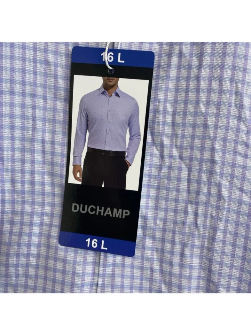 NWT Duchamp Men's L Slim Fit Lavender Checkered Button-Up Dress Shirt J2000